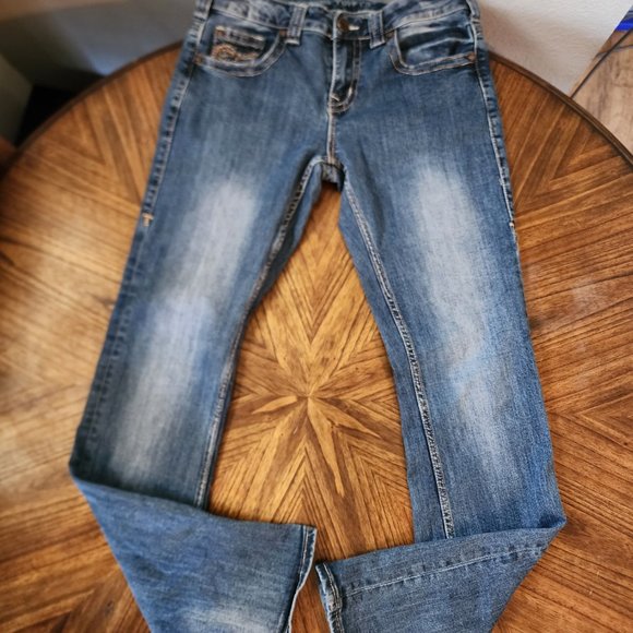 CowGirl Tuff Jeans W 29 L 35 *Like New* "Dark Don't Fence Me In" - Picture 3 of 15